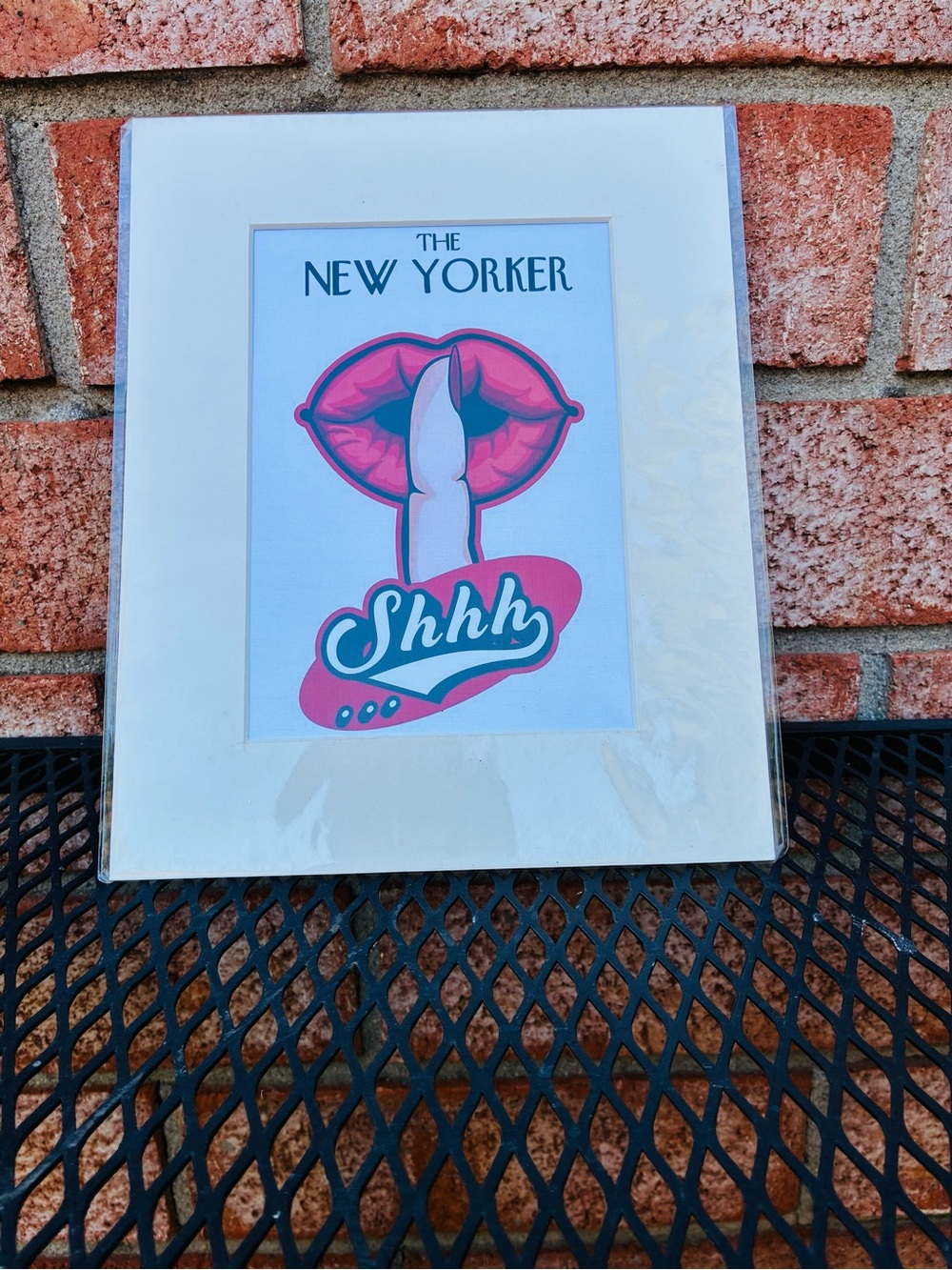 The New Yorker "Shhh" Art Print in White Mat